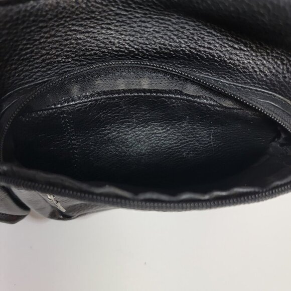 Genuine Leather Black Shoulder Bag | Multi Pocket Crossbody Purse - Picture 10 of 15